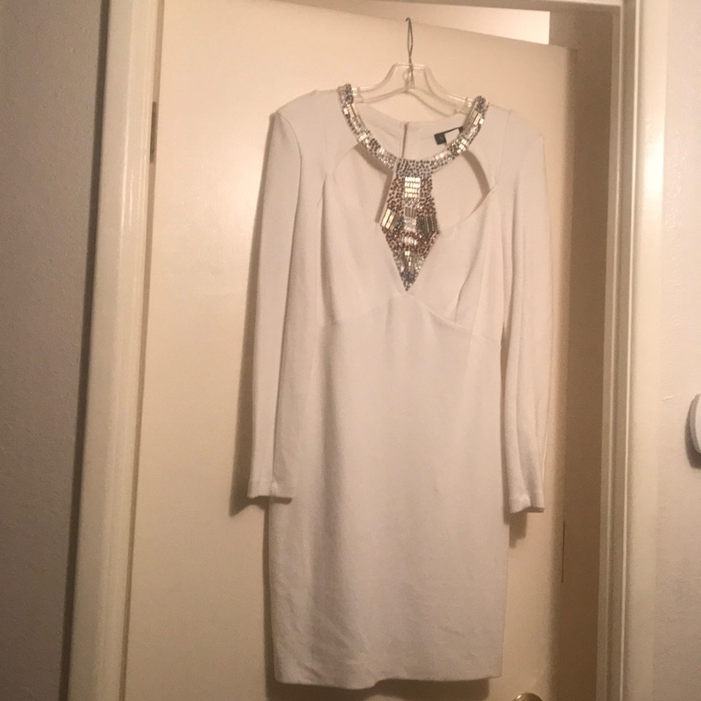 VENUS White dress with jeweled neckline